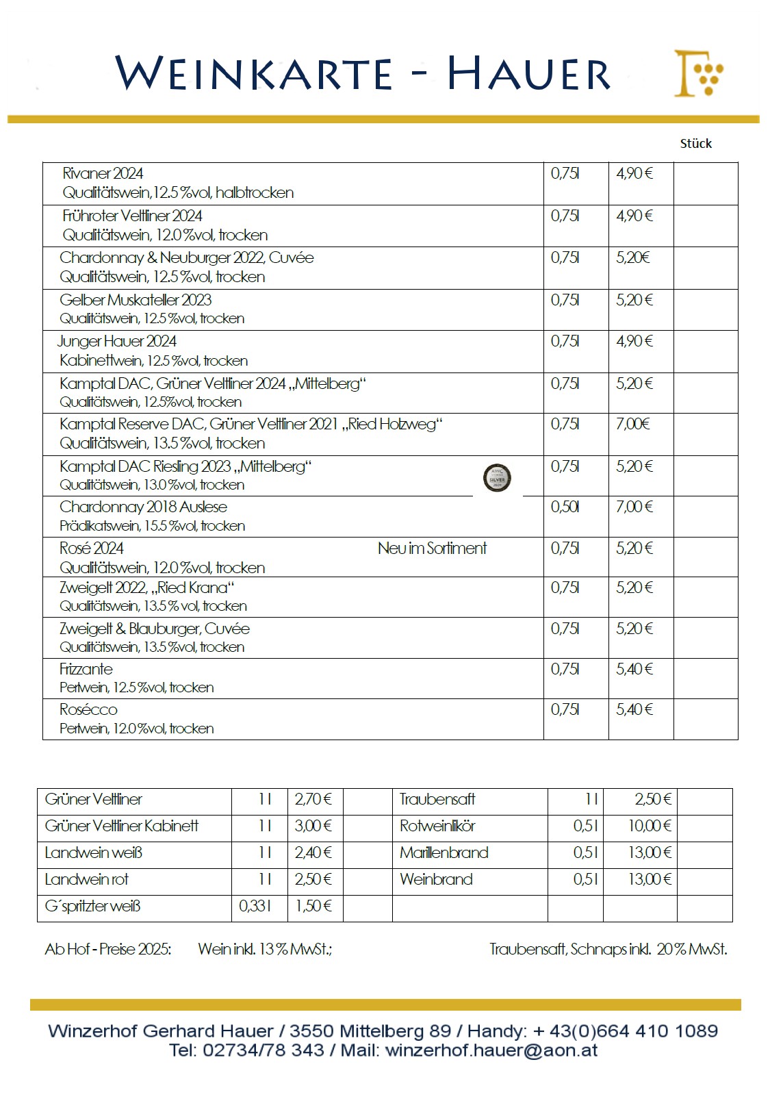 Preisliste